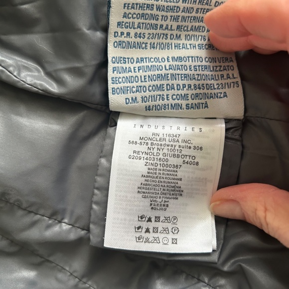 Moncler down jacket size 2/ small funnel neck collar Gray - Picture 16 of 16